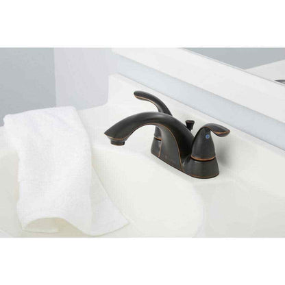 Glacier Bay Builders 4 in. Centerset Double Handle Low-Arc Bathroom Faucet