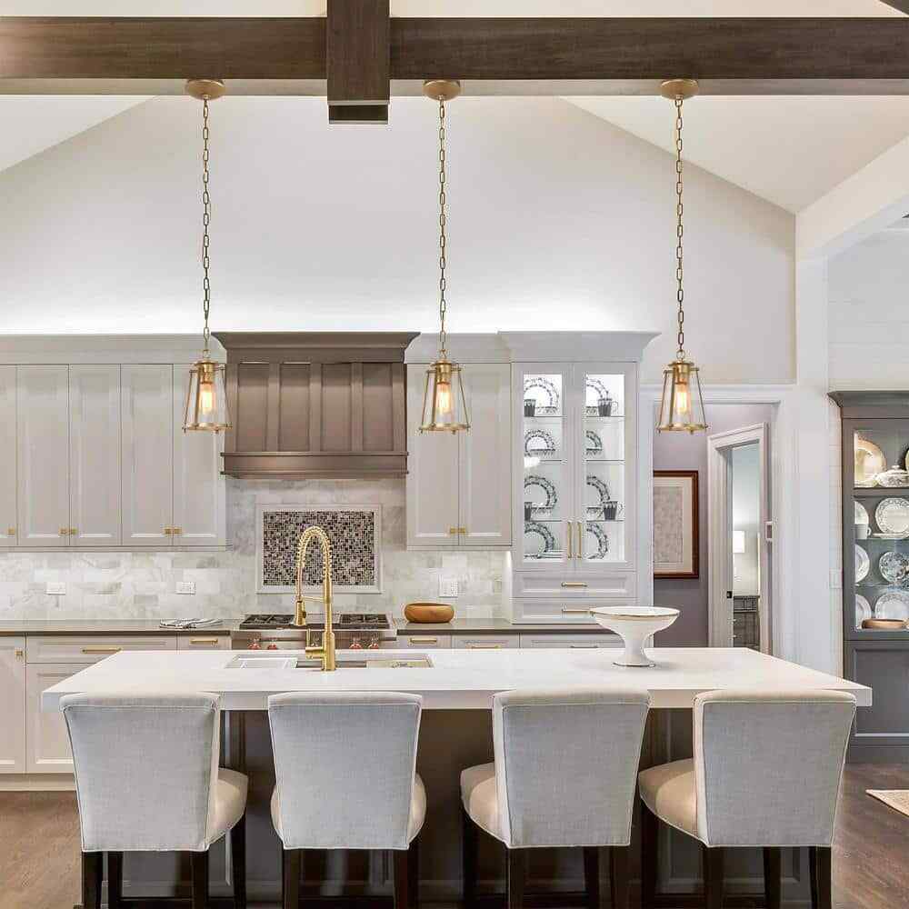 LNC Asaf Modern Gold Mini Pendant Light w/ Seeded Glass Shade 1-Light Pendant
