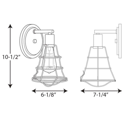 Progress Lighting Gauge Collection 1-Light Graphite Farmhouse Bath Vanity Light