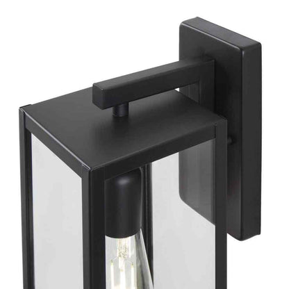 Hampton Bay Hurley Modern 1-Light Matte Black Hardwired Outdoor Wall Lantern