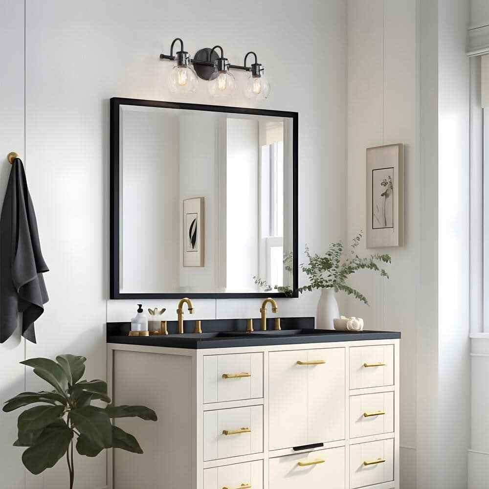 LNC Modern Industrial 22 in. 3-Light Black Bathroom Vanity Light Wall Sconce