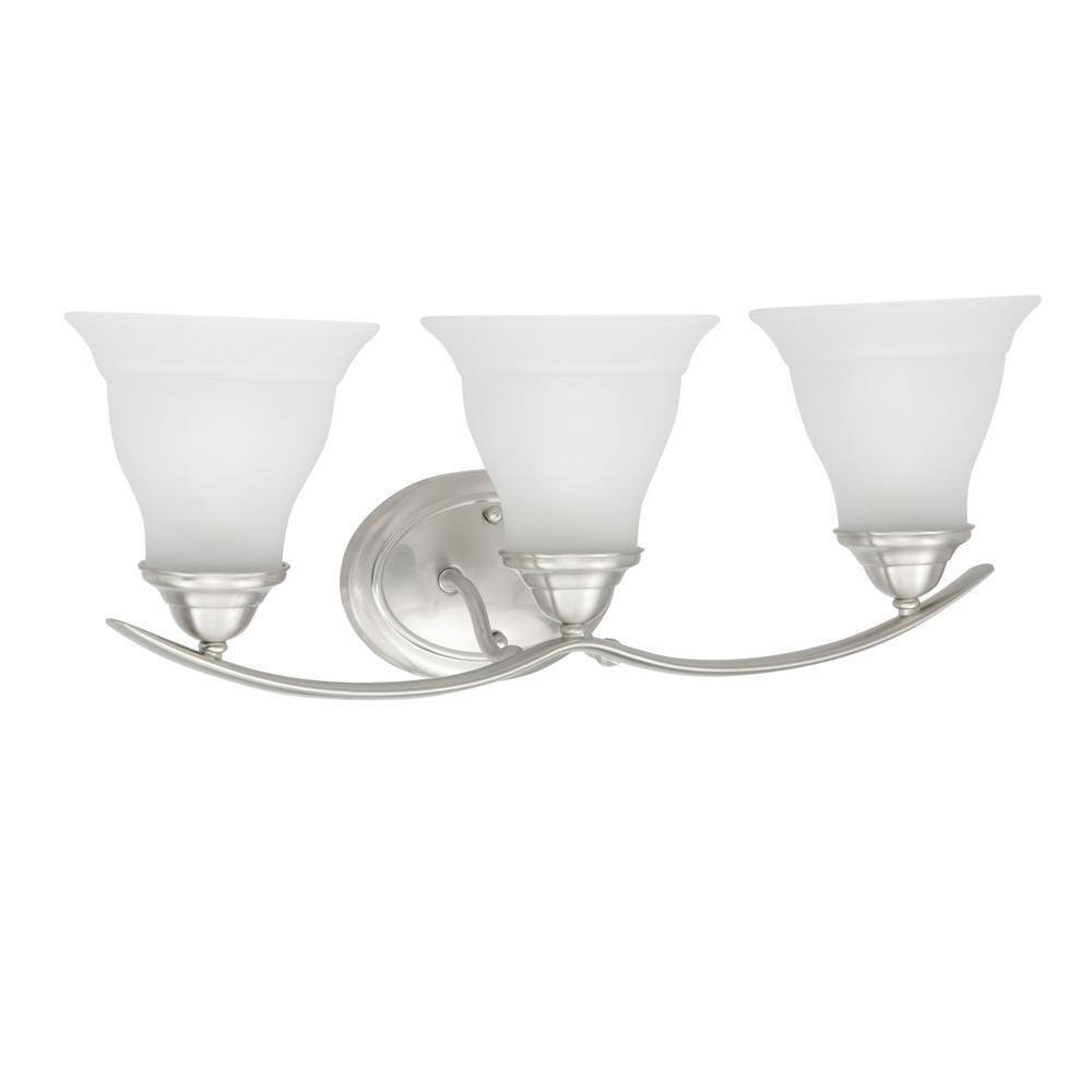 Progress Lighting Trinity 3-Light Brushed Nickel Glass Traditional Bath Vanity