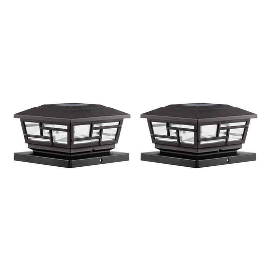 Hampton Bay 3.5 in. x 3.5 in. Bronze Outdoor Solar Post Cap(2-Pack)