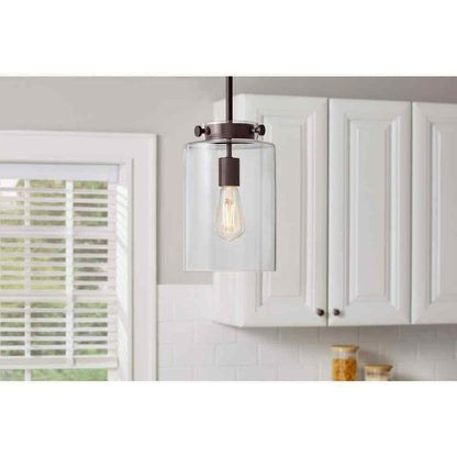 Hampton Bay Mullins 6.75 in.1-Light Oil Rubbed Bronze Mini Pendant Hanging Light