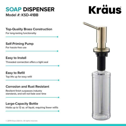 KRAUS Kitchen Soap and Lotion Dispenser in Brushed Brass KSD-41BB