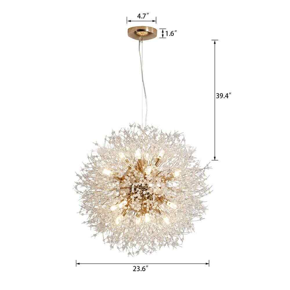 LamQee 16-Light 23.5 in Dia Gold Dandelion Firework Chandelier Crystal Starburst