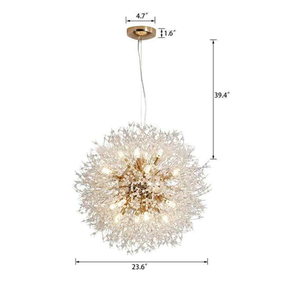 LamQee 16-Light 23.5 in Dia Gold Dandelion Firework Chandelier Crystal Starburst