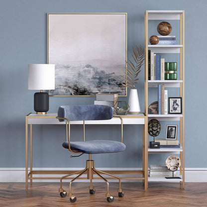 Meyer&Cross Lambert 15 in. Matte Black and Brass Ceramic Mini Table Lamp ML0925