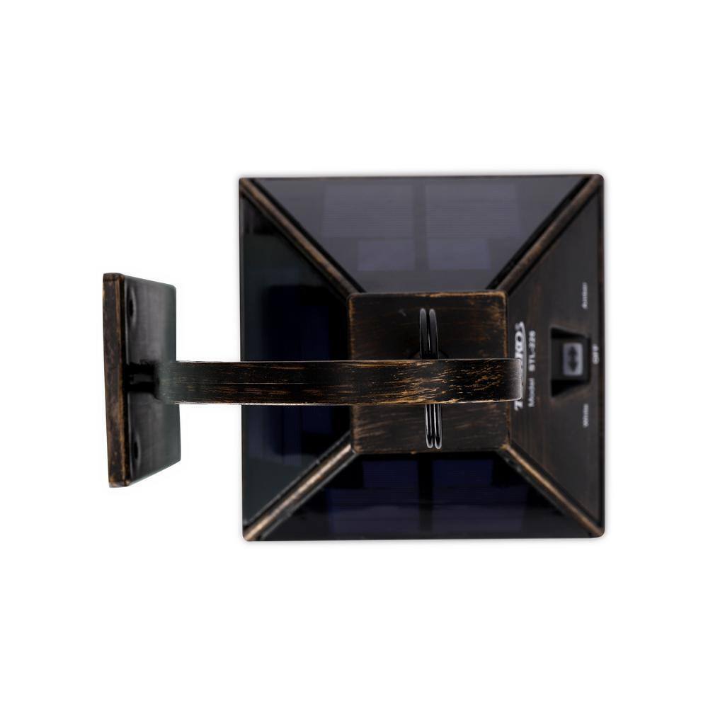 Metallic Black Solar LED Outdoor Hanging Light Sconce w/ Hanger