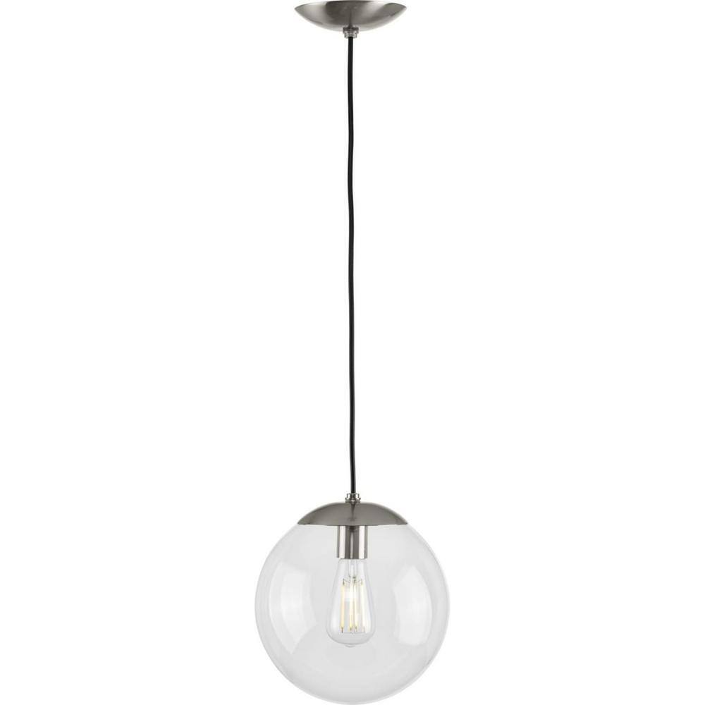 Progress Lighting Atwell Brushed Nickel Clear Glass Globe Pendant Hanging Light