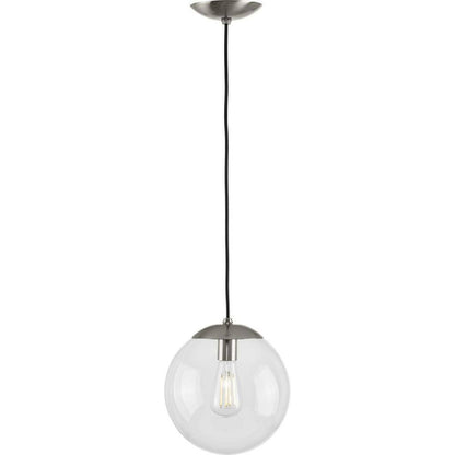 Progress Lighting Atwell Brushed Nickel Clear Glass Globe Pendant Hanging Light