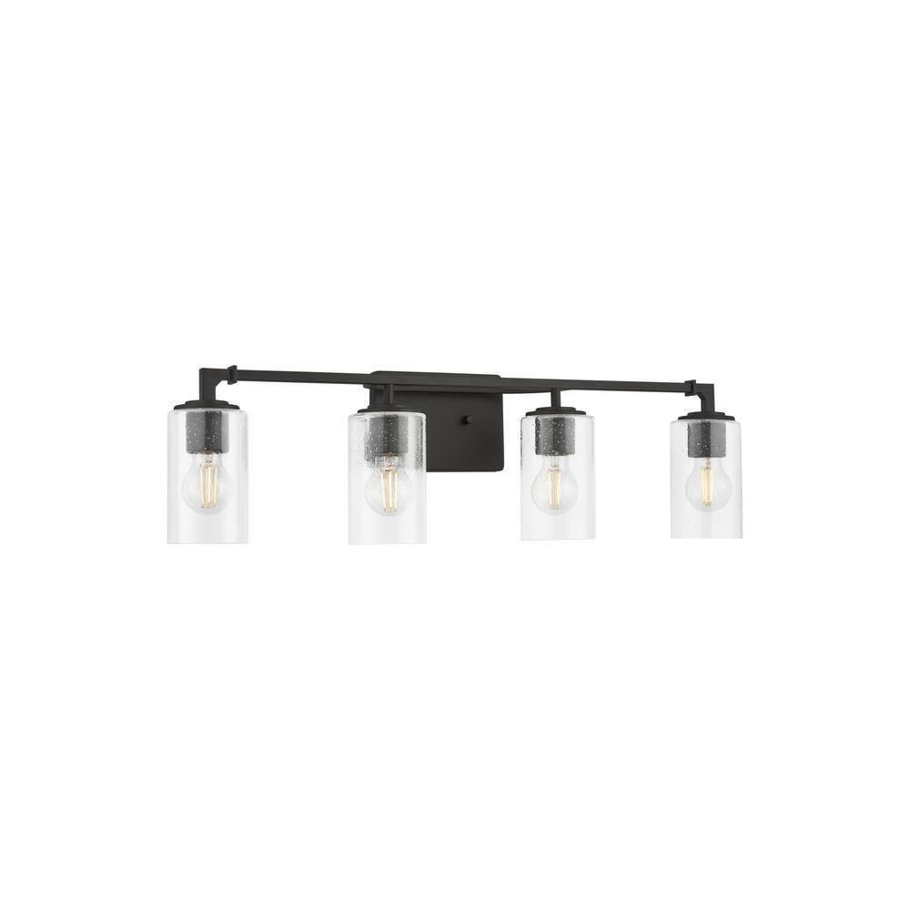 Home Decorators Helenwood 30.75 in. 4-Light Matte Black Bathroom Vanity Light