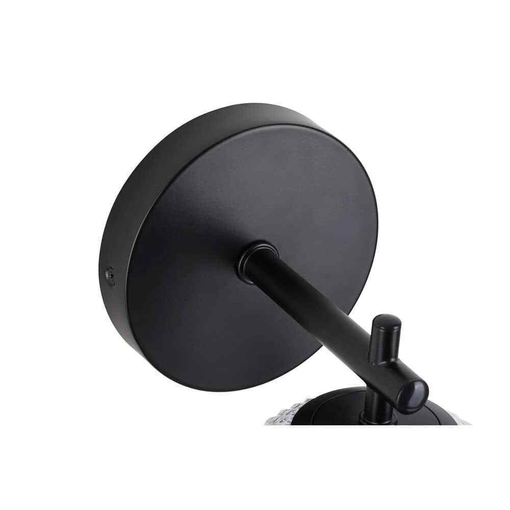 Hampton Bay Walsh 1-Light Black Wall Sconce Light with Prismatic Glass Shade