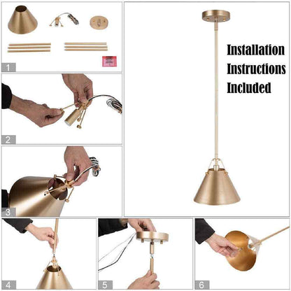 LNC Modern Gold Pendant Light w/ Metal Bell Shade Glam Hanging Light