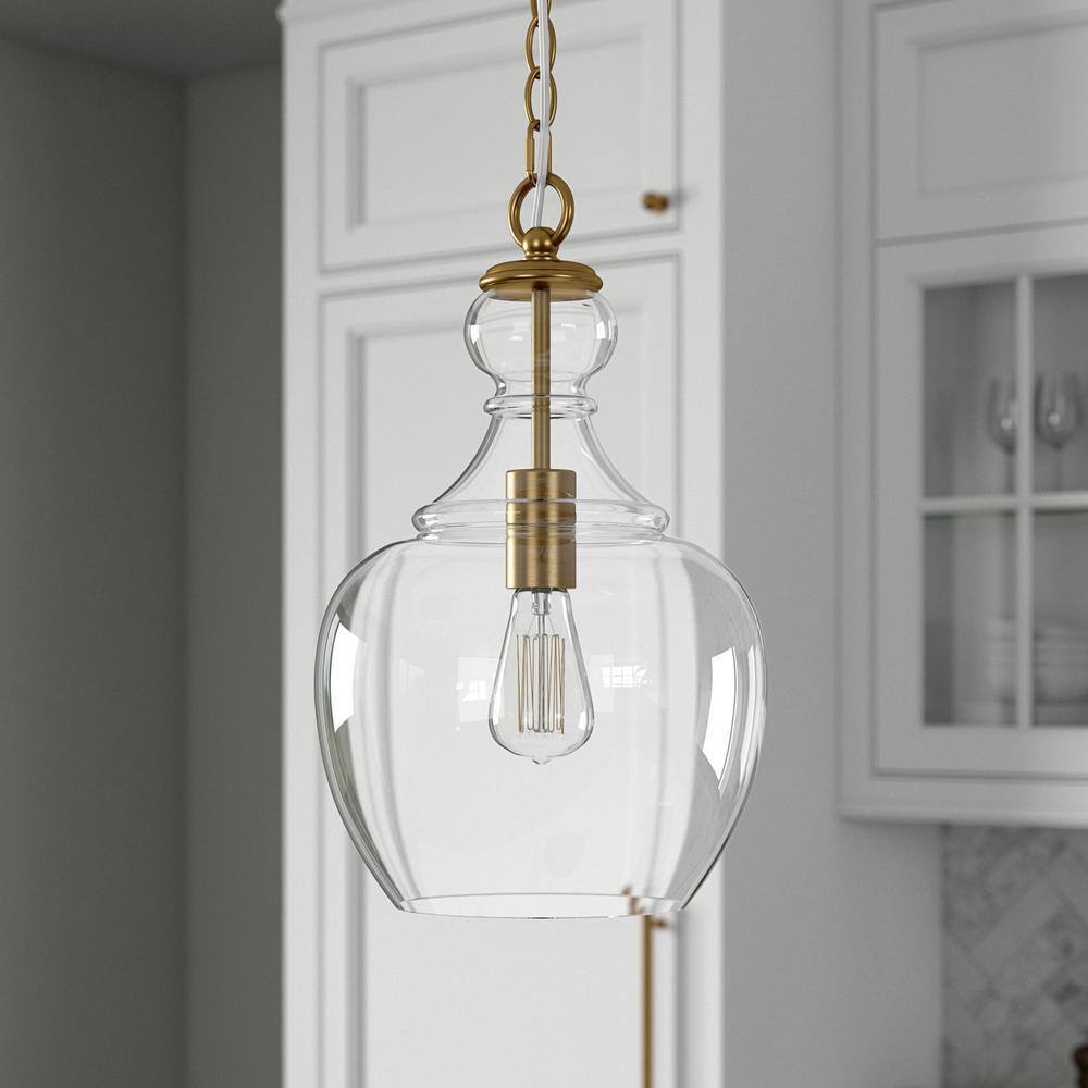 Meyer&Cross Verona 1-Light Brass Pendant with Clear Glass Shade PD0271