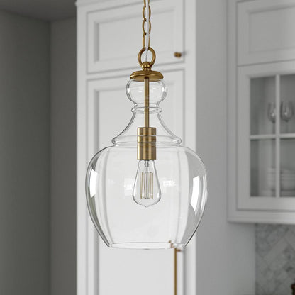 Meyer&Cross Verona 1-Light Brass Pendant with Clear Glass Shade PD0271