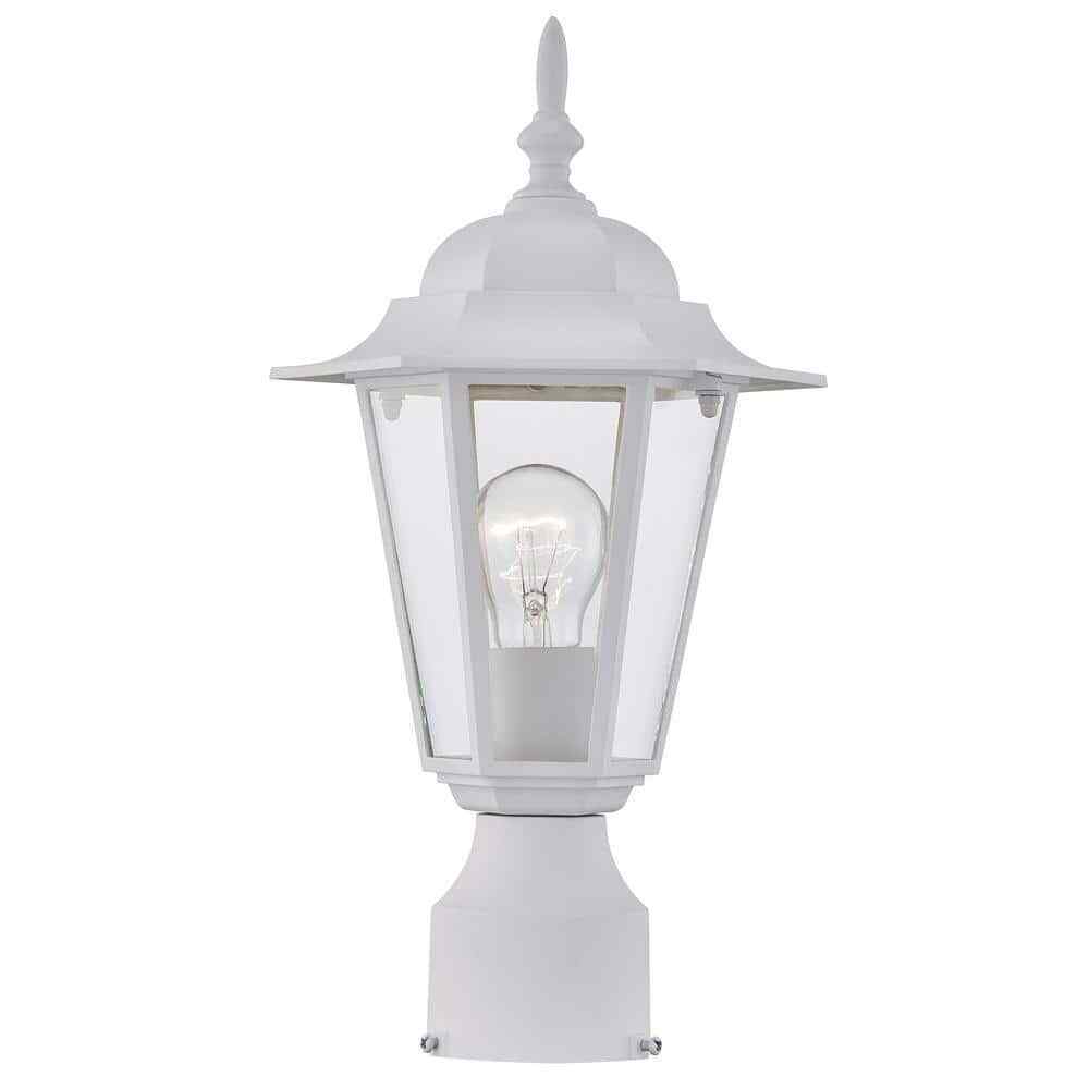 Pia Ricco 1-Light Textured White Outdoor Post Light with Clear Glass