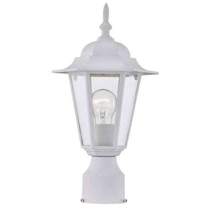 Pia Ricco 1-Light Textured White Outdoor Post Light with Clear Glass