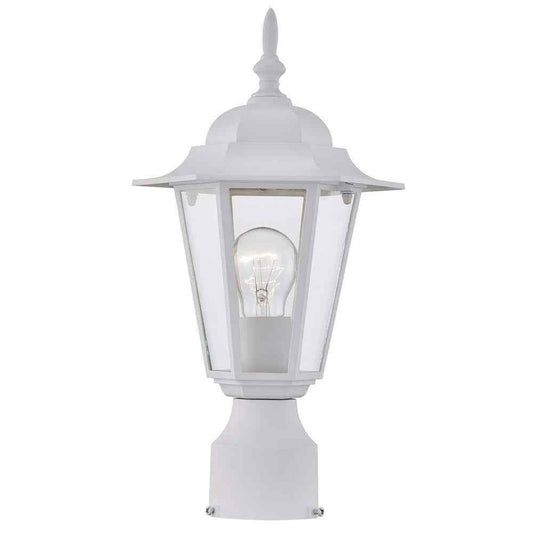 Pia Ricco 1-Light Textured White Outdoor Post Light with Clear Glass