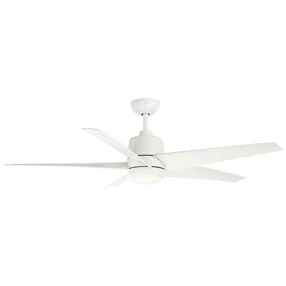 Hampton Bay Mena 54 in. White LED Indoor/Outdoor Matte White Ceiling Fan