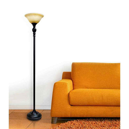 Elegant Designs 1-Light 71 in. Restoration Bronze Torchiere Floor Lamp
