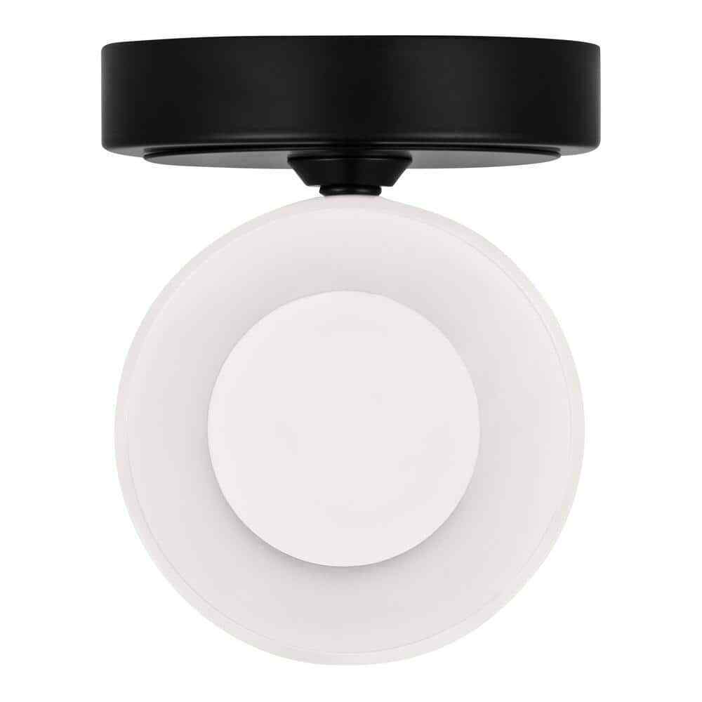 Home Decorators Collection Ayelen 1-Light Black Wall Sconce Opal White Glass