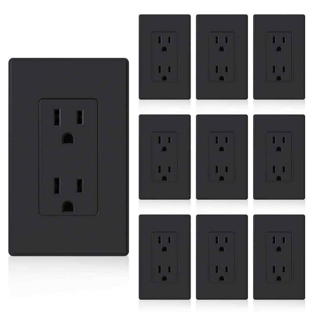 ELEGRP Decorator 15A 125V Residential Grade Self Grounding Duplex Outlet 10-Pack