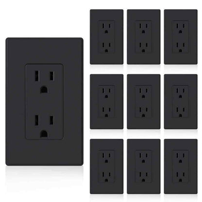 ELEGRP Decorator 15A 125V Residential Grade Self Grounding Duplex Outlet 10-Pack