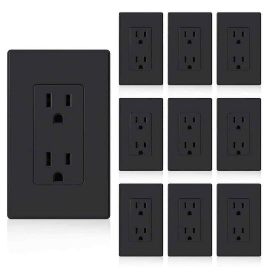 ELEGRP Decorator 15A 125V Residential Grade Self Grounding Duplex Outlet 10-Pack