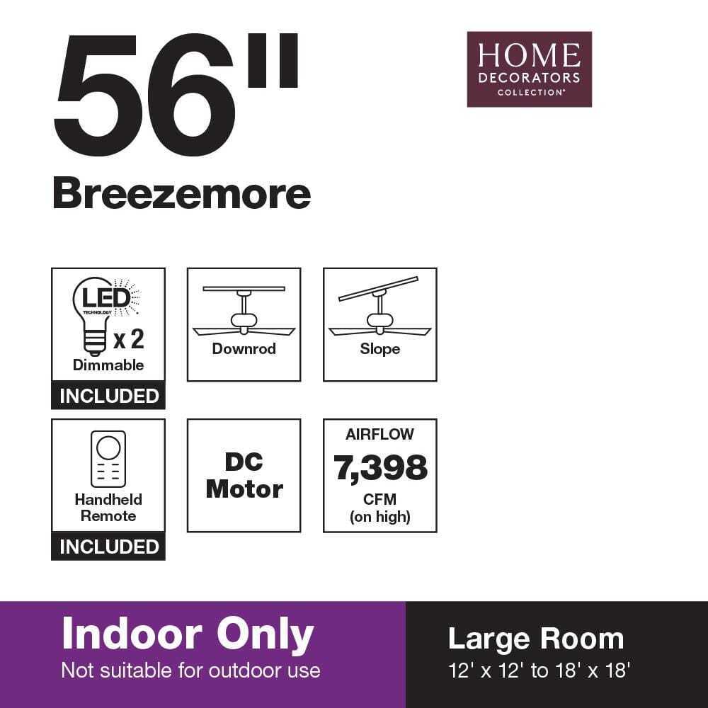 Home Decorators Breezemore 56 in. Indoor LED Mediterranean Bronze Ceiling Fan