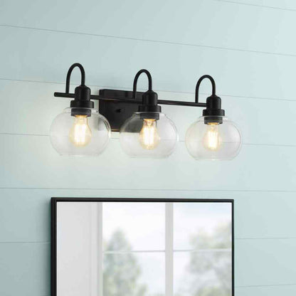 Home Decorators Halyn 23 in. 3-Light Matte Black Bathroom Vanity Light