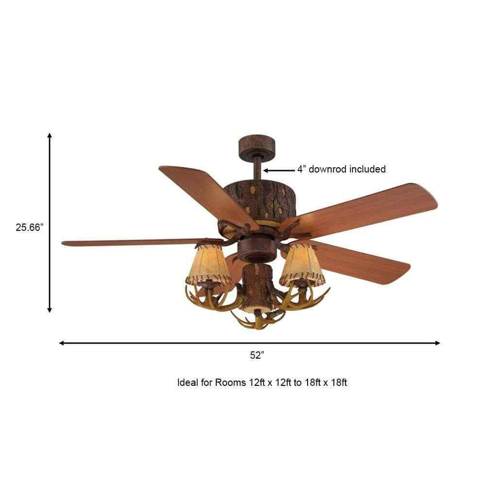 Hampton Bay Lodge 52 in. LED Nutmeg Ceiling Fan with Light and Remote Control