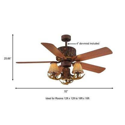 Hampton Bay Lodge 52 in. LED Nutmeg Ceiling Fan with Light and Remote Control