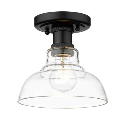 Golden Lighting Carver 7.5 in. 1-Light Matte Black Flush Mount