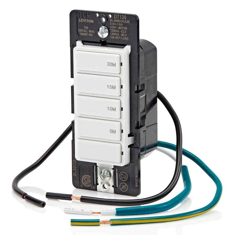Leviton Decora 15 Amp 30-Minute In-Wall Timer Switch 1/2 HP/9.8Amp Fan/Motor
