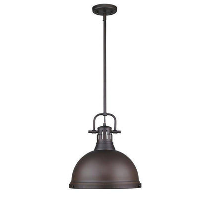 Golden Lighting Duncan 1-Light Rubbed Bronze Pendant with Rod 3604-L RBZ-RBZ