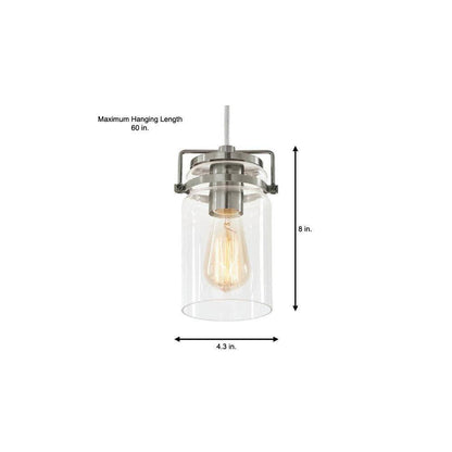Home Decorators Collection 1-Light Mason Jar Brushed Steel Pendant 60438