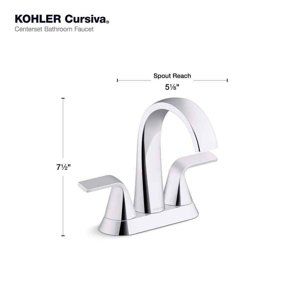 KOHLER Cursiva 4 in. Centerset Double Handle Bathroom Faucet in Polished Chrome