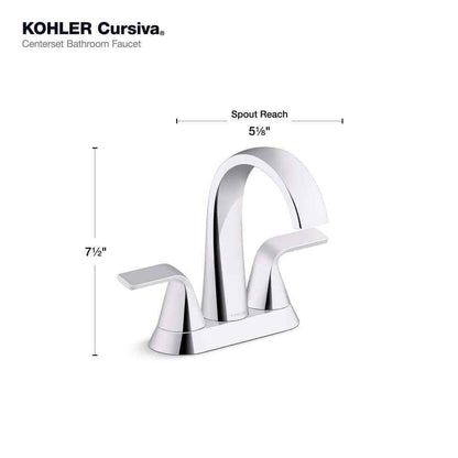 KOHLER Cursiva 4 in. Centerset Double Handle Bathroom Faucet in Polished Chrome