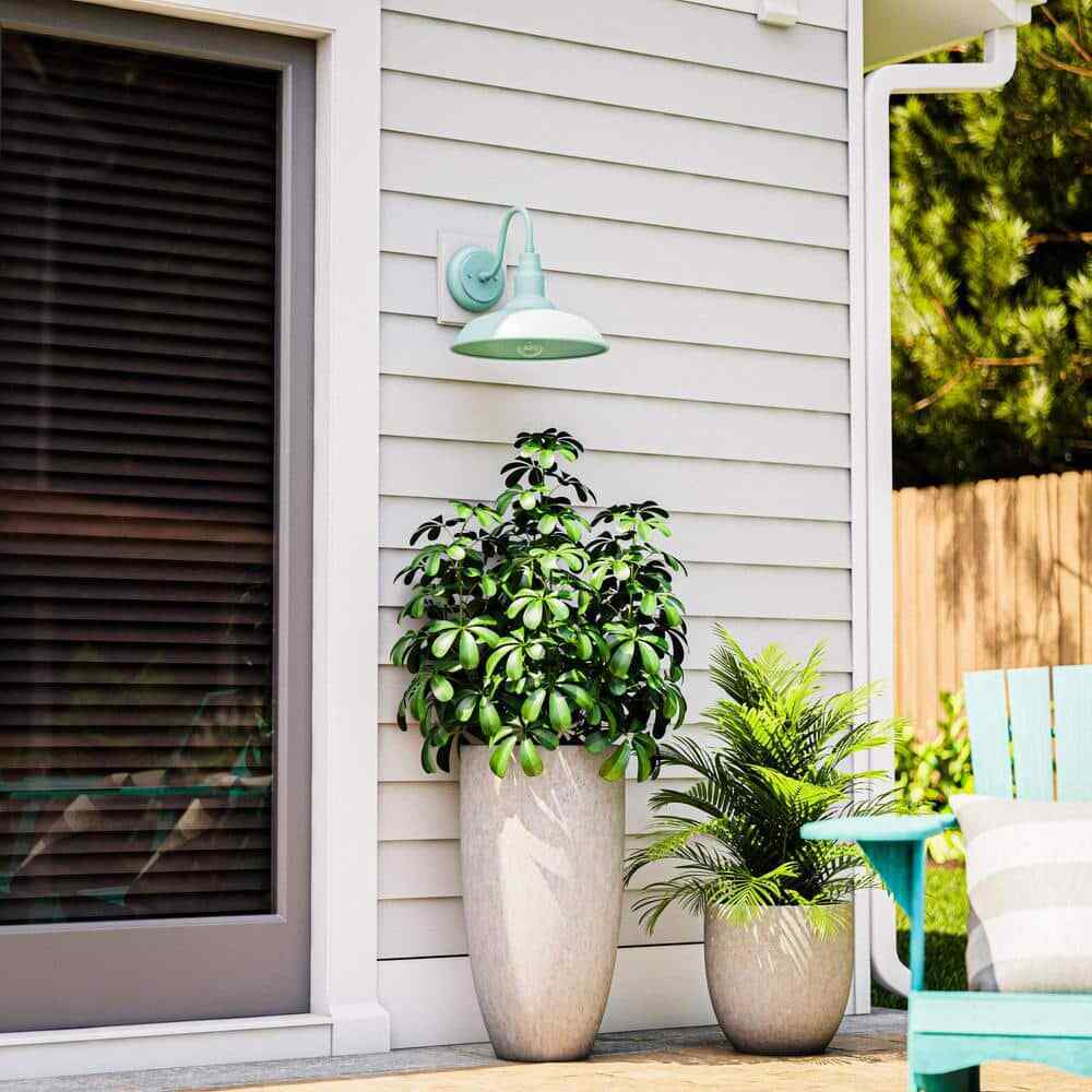 Home Decorators Bell Ridge 14 in. Green Outdoor Large Lantern Wall Sconce