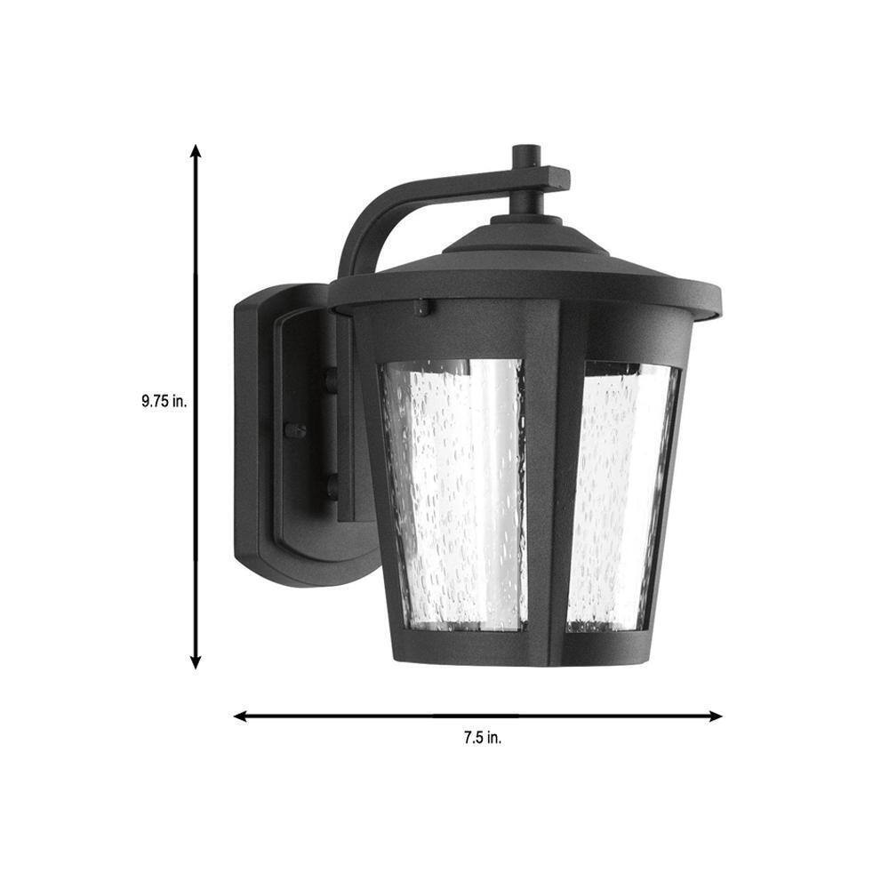 Progress Lighting East Haven LED Textured Black Clear Seeded Glass Lantern Light