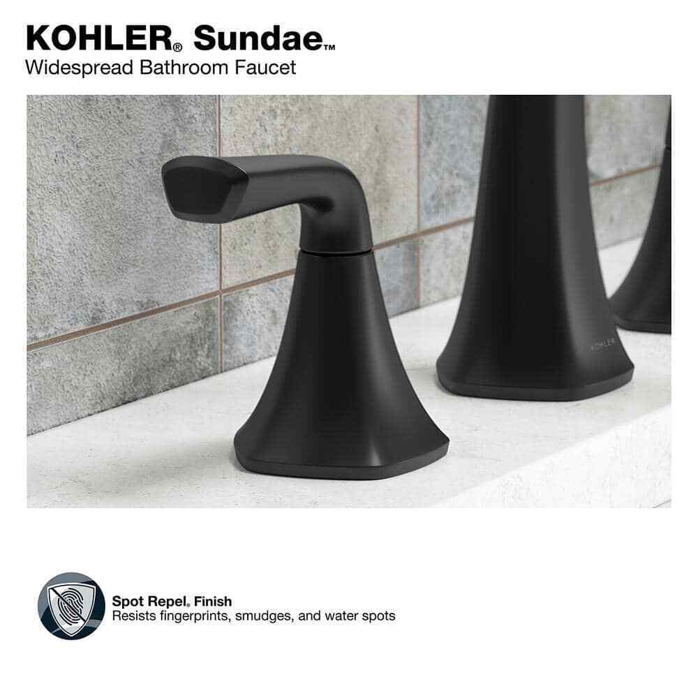 KOHLER Sundae 8 in. Widespread Double Handles Bathroom Faucet in Matte Black