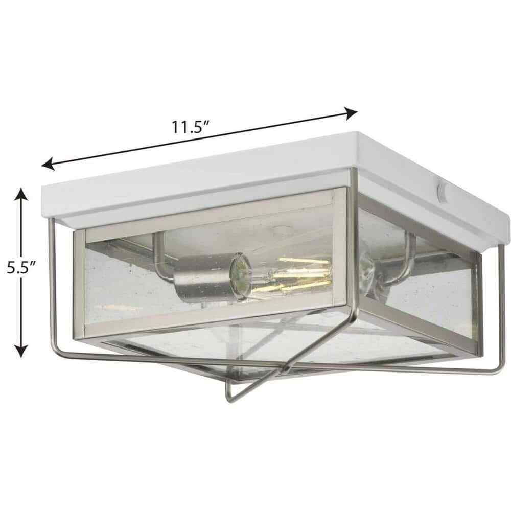 Progress Lighting Barlowe 2-Light Stainless Steel Farmhouse Flush Mount Light