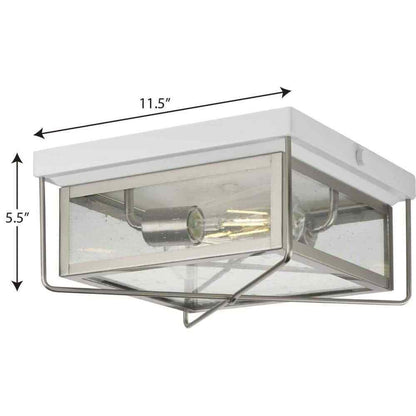 Progress Lighting Barlowe 2-Light Stainless Steel Farmhouse Flush Mount Light