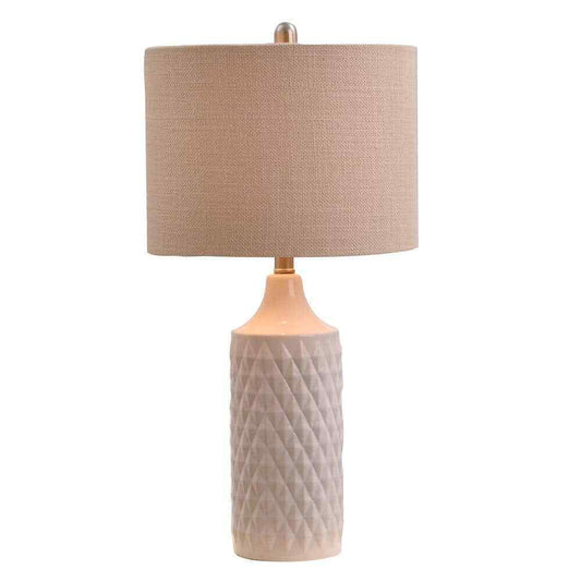 Unbranded 26.5 in. White Ceramic Table Lamp with Linen Shade 19970-001