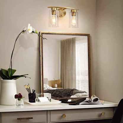 EDISLIVE Abbate Brass Modern Curved Bathroom Vanity Light Fixtures Glass Shade