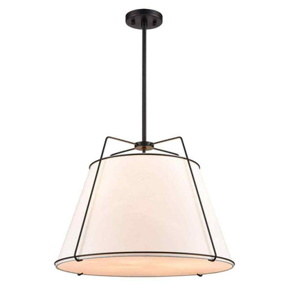 Light Society Lise 22 in. 3-Light Black Chandelier with Fabric Shade LS-C555-BLK