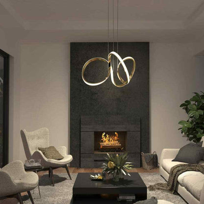 Artika Swirl 30-Watt 1 Light Gold Modern Integrated LED Pendant Light Fixture