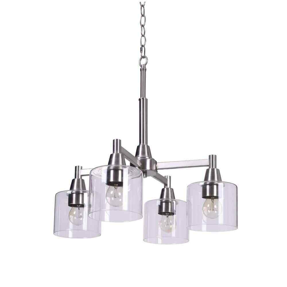 Hampton Bay Oron 4-Light Brushed Nickel Reversible Chandelier