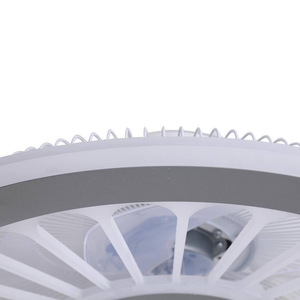 OUKANING 18 in. Gray Modern Simple Style Indoor LED Semi Flush Mount Ceiling Fan